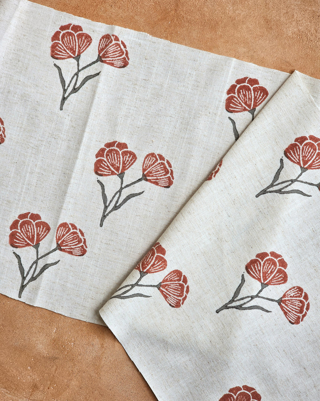 Poppy Fabric, Red & Grey