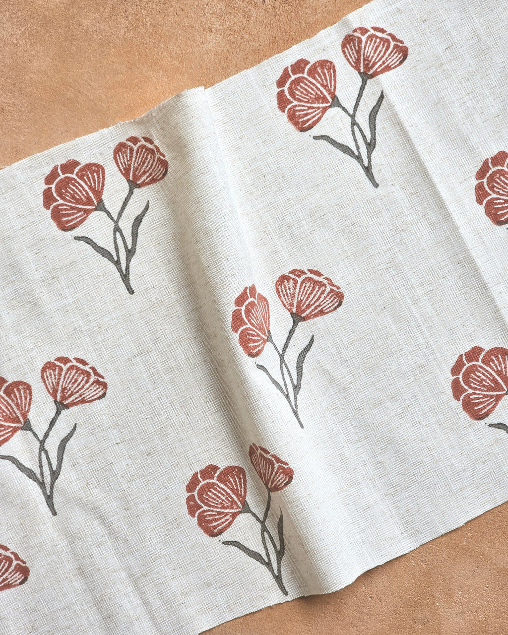 Poppy Fabric, Red & Grey