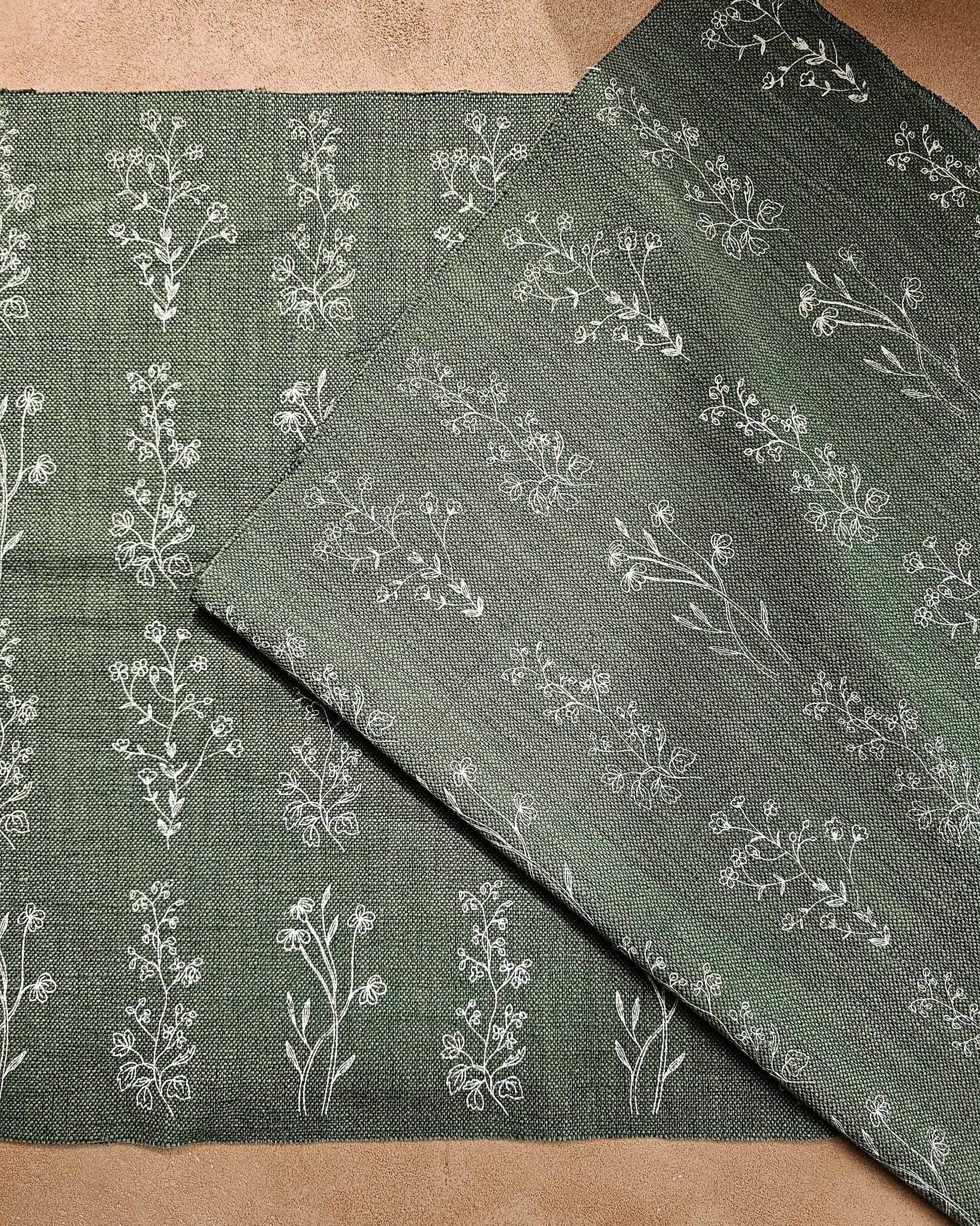 English Meadow Fabric,  White