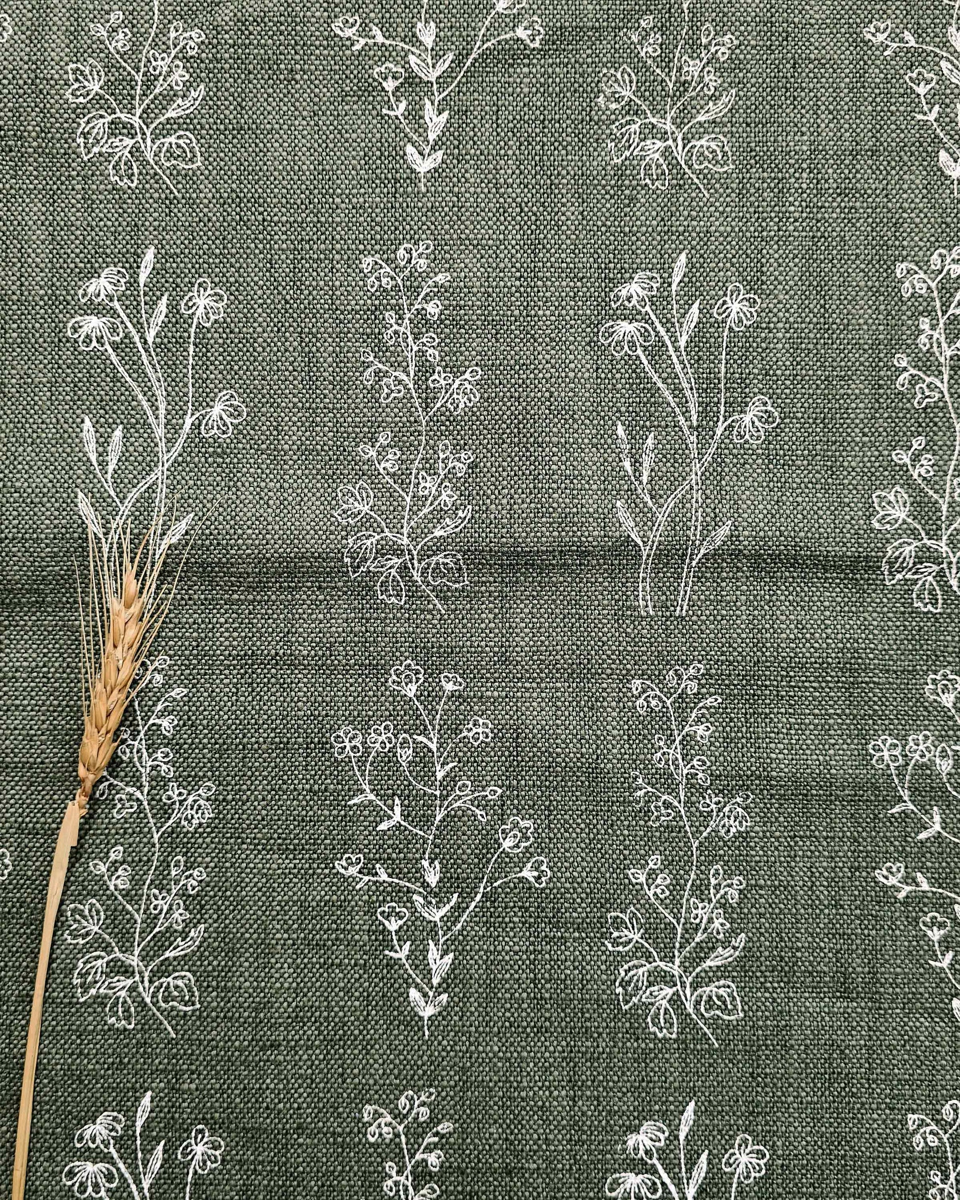 English Meadow Fabric,  White