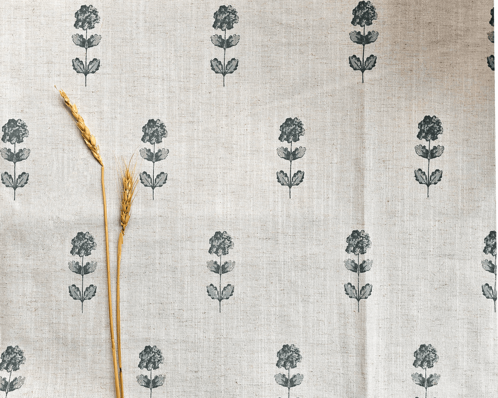 French Flora Fabric, Steel Blue