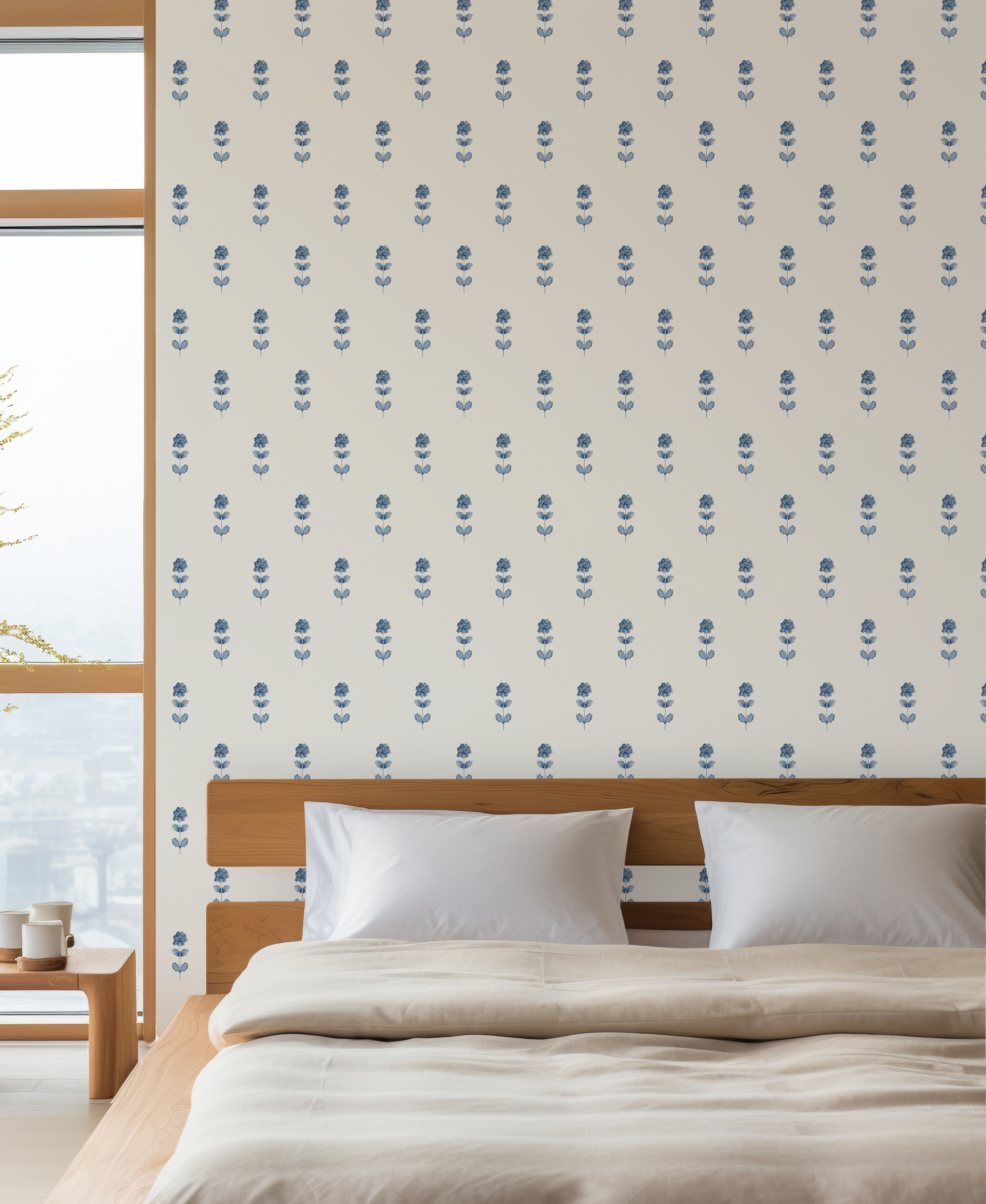 French Flora Wallpaper, Blue