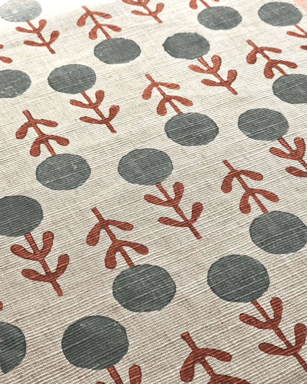 Kadam Fabric ,Steel Blue & Terracotta