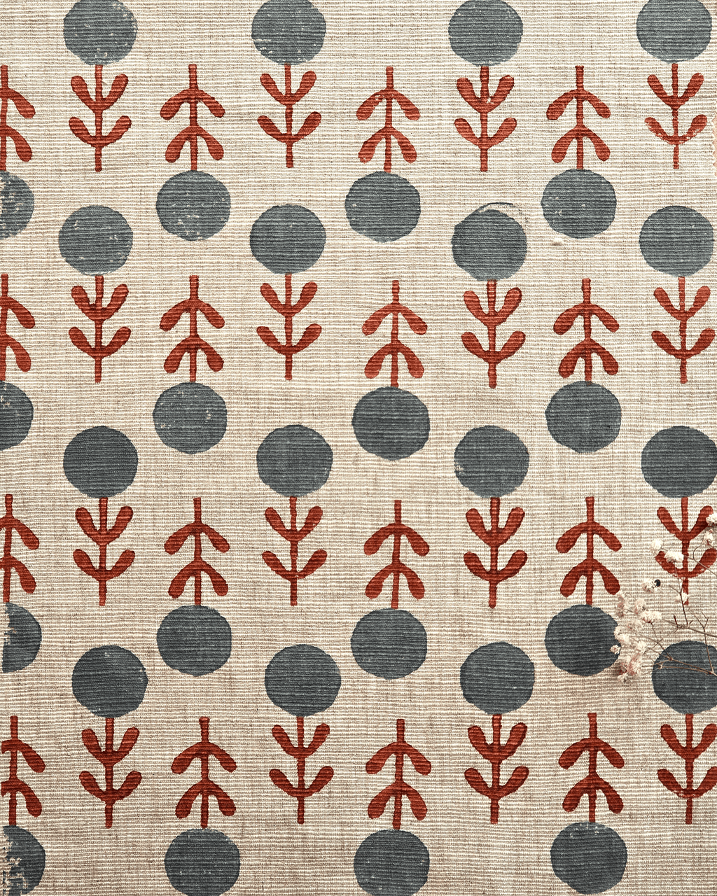 Kadam Fabric ,Steel Blue & Terracotta