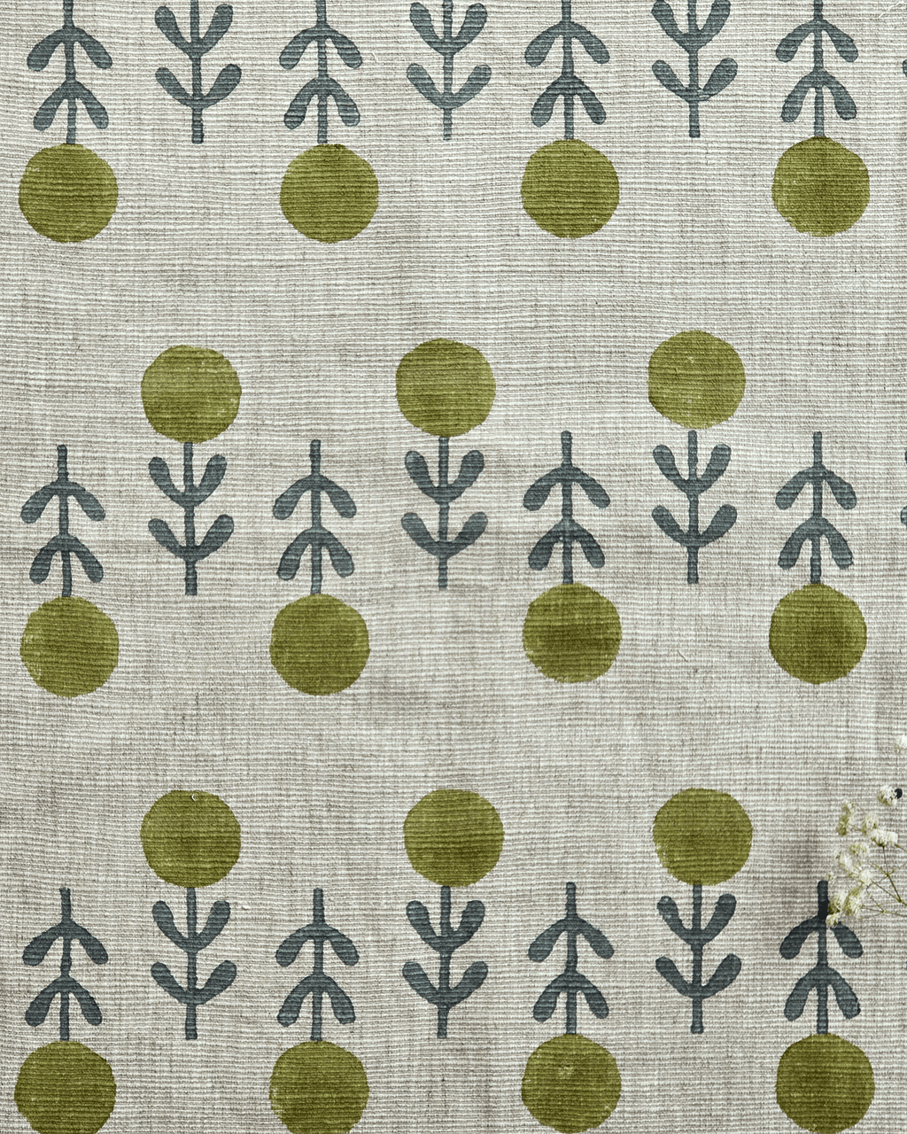 Kadam Fabric, Sage Green & Steel Blue