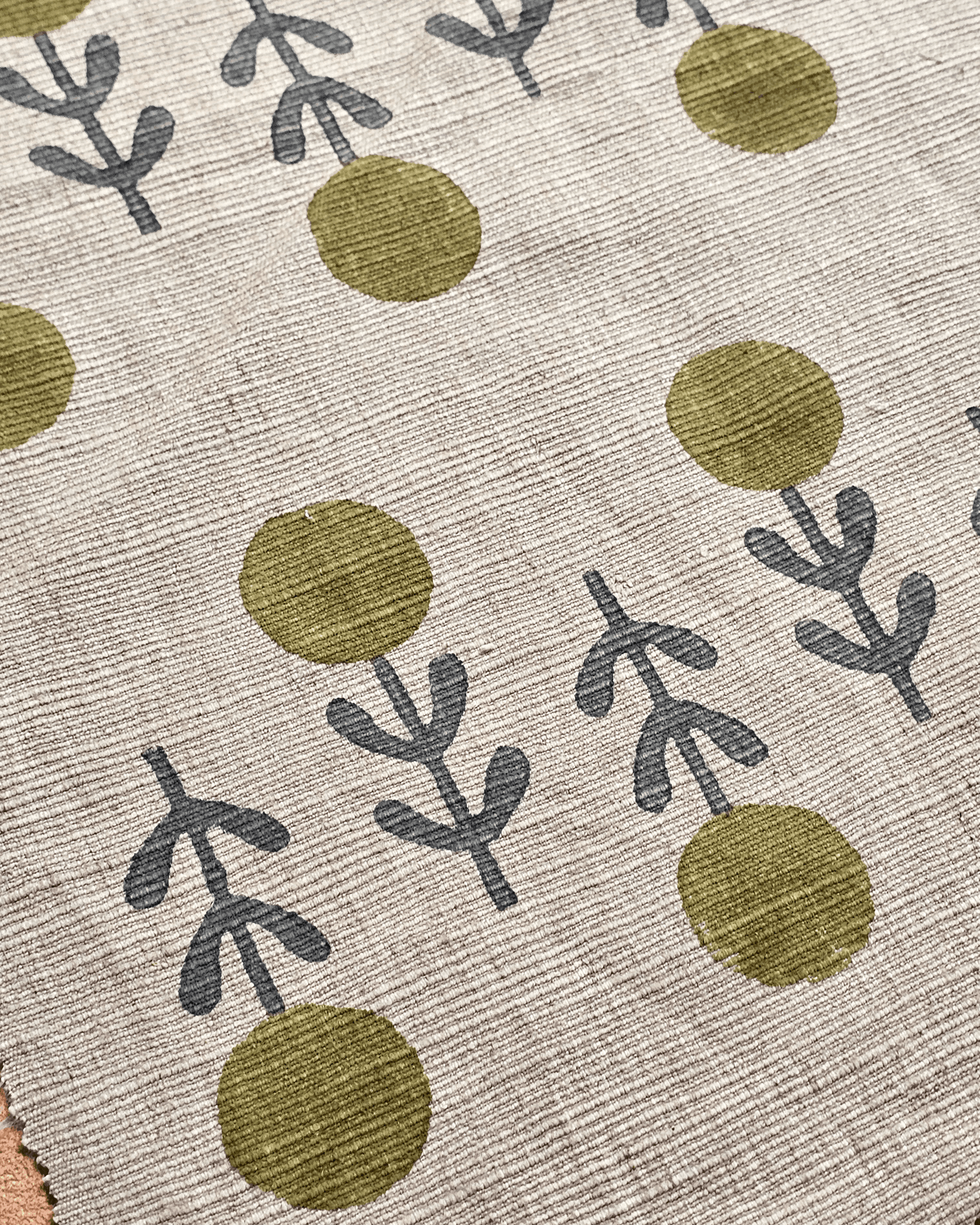 Kadam Fabric, Sage Green & Steel Blue
