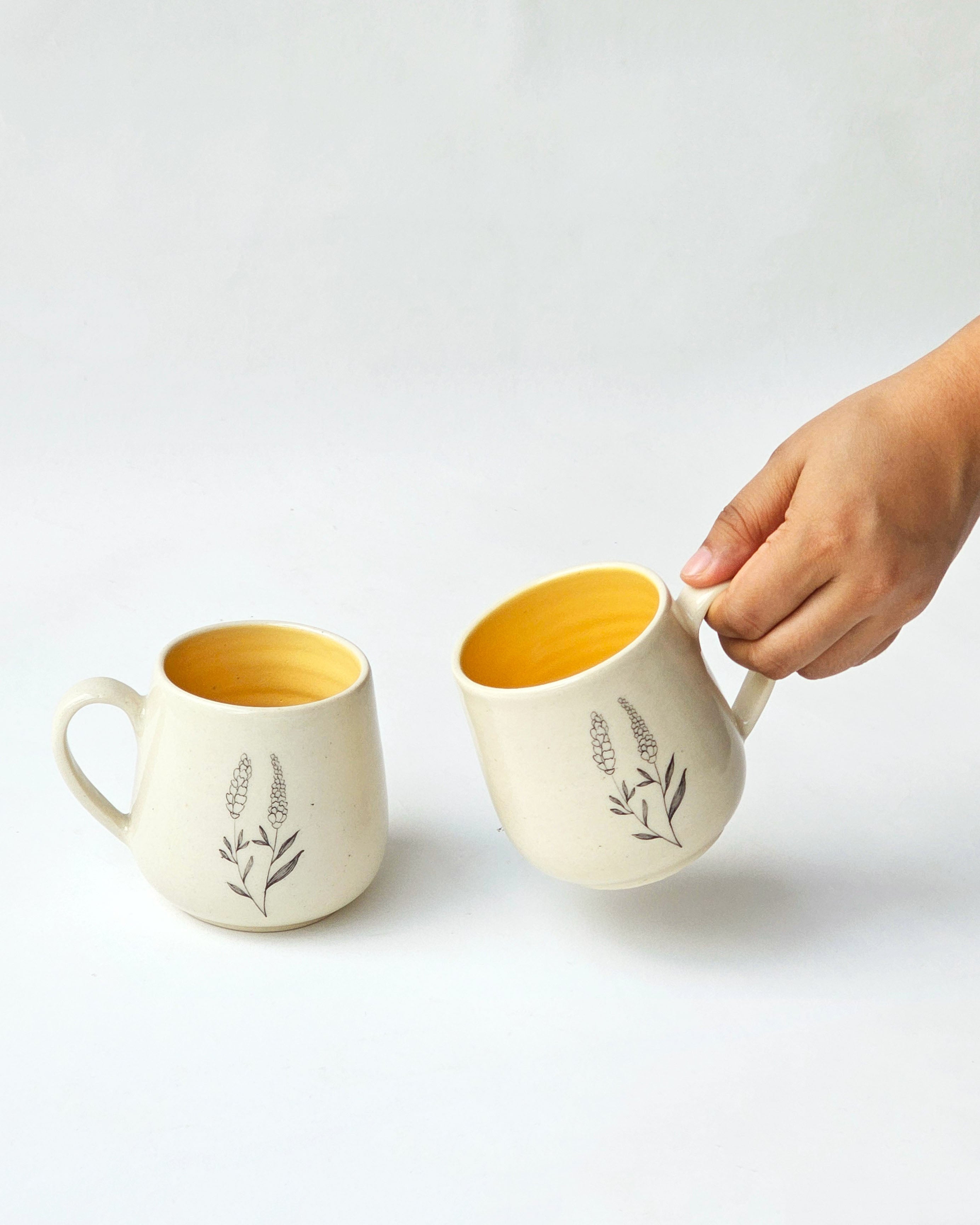 Lavender Coffee Mugs, Mustard (Set of 2 )