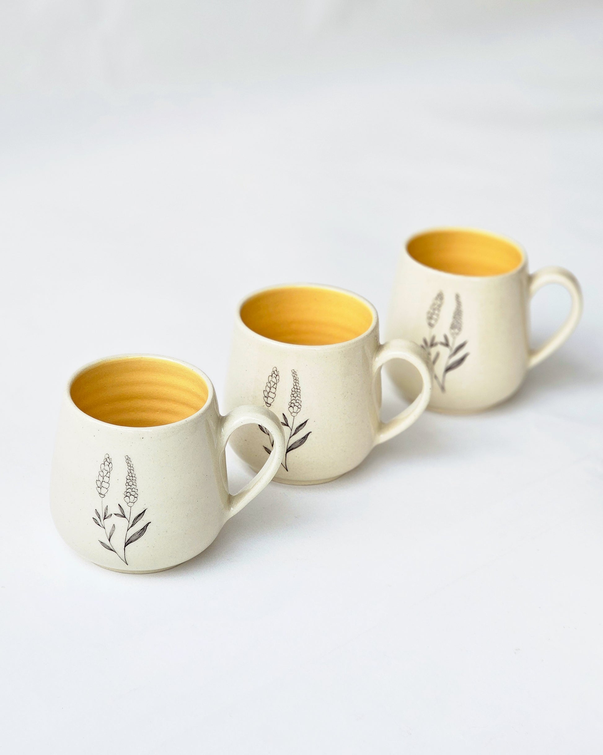 Lavender Coffee Mugs, Mustard (Set of 2 )