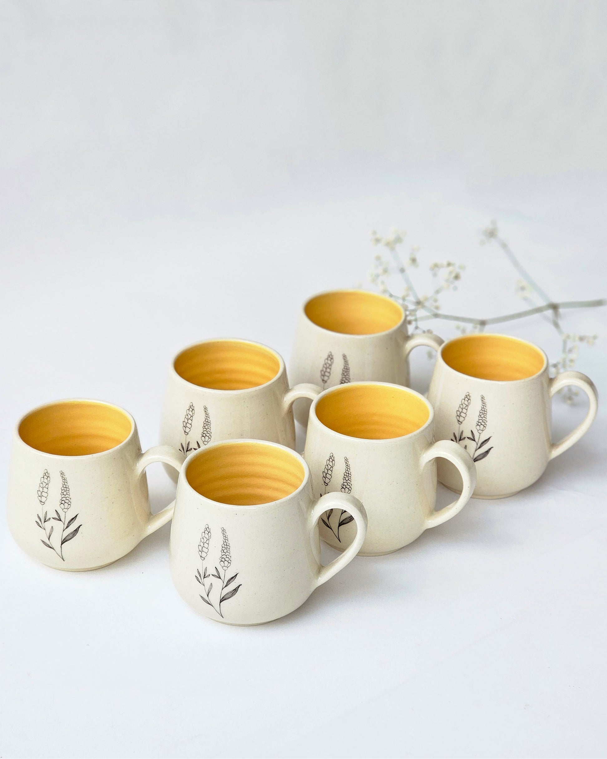 Lavender Coffee Mugs, Mustard (Set of 2 )