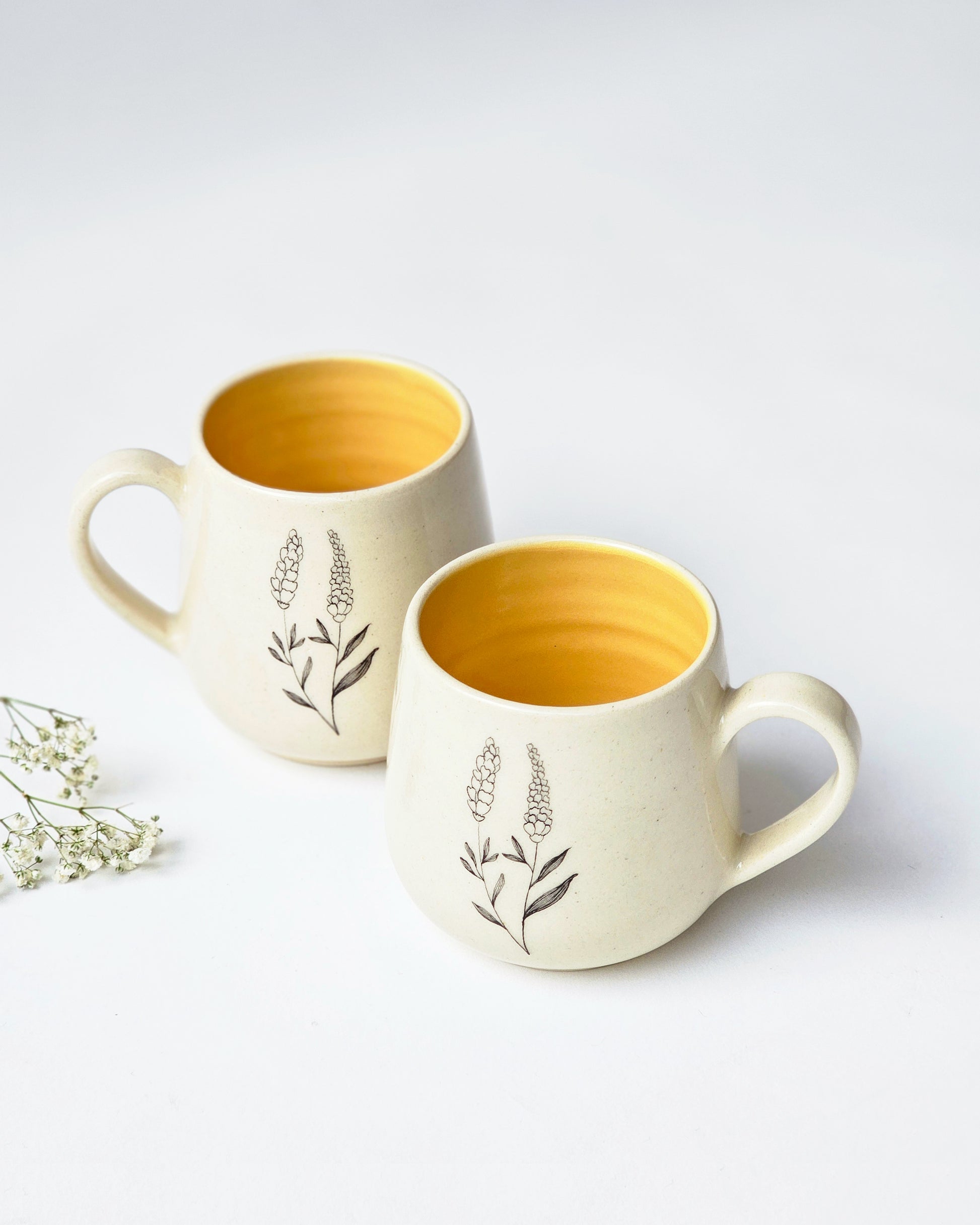 Lavender Coffee Mugs, Mustard (Set of 2 )