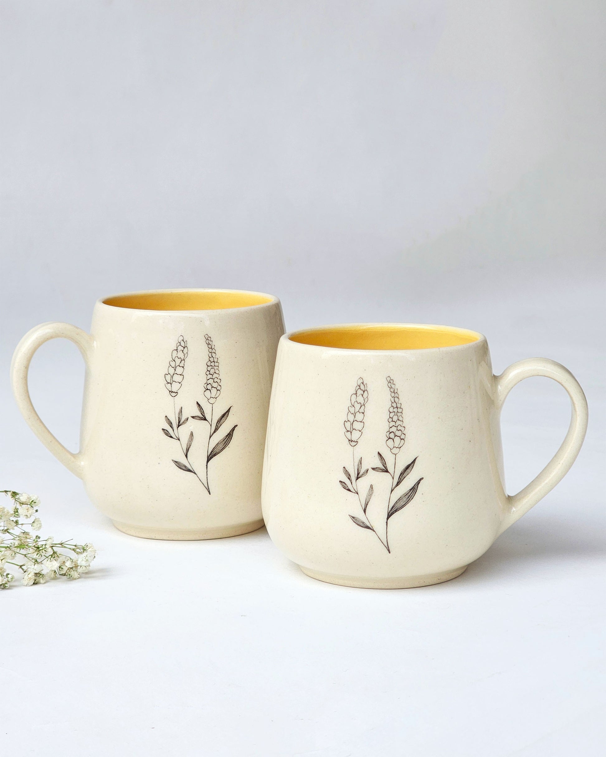 Lavender Coffee Mugs, Mustard (Set of 2 )