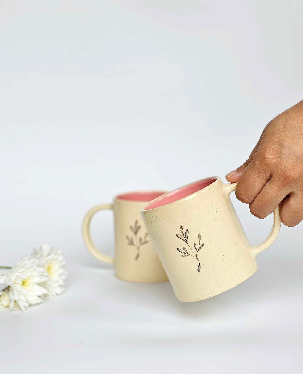 Lily Coffee Mugs, Pink ( Set of 2)