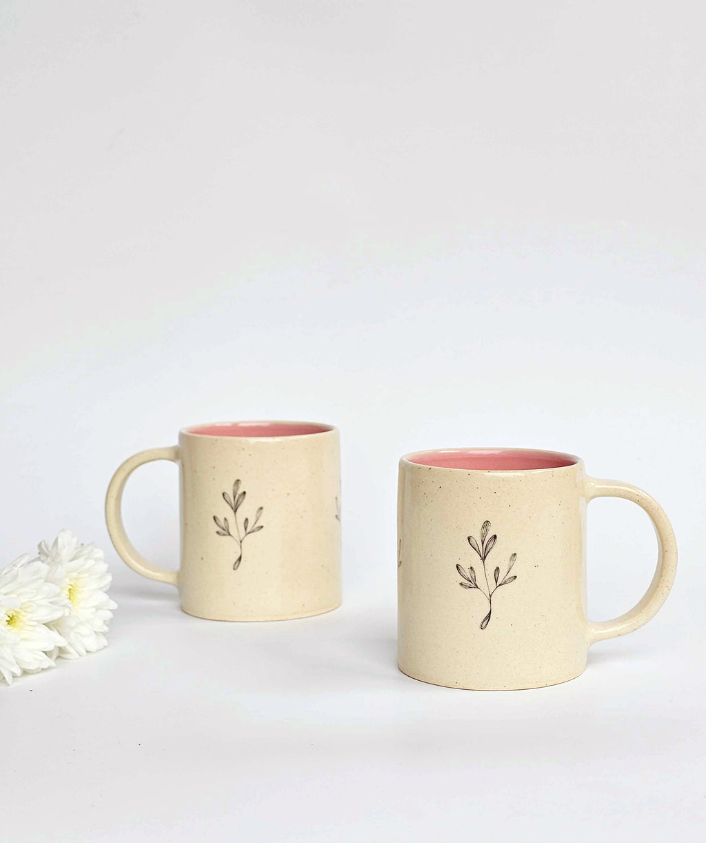 Lily Coffee Mugs, Pink ( Set of 2)