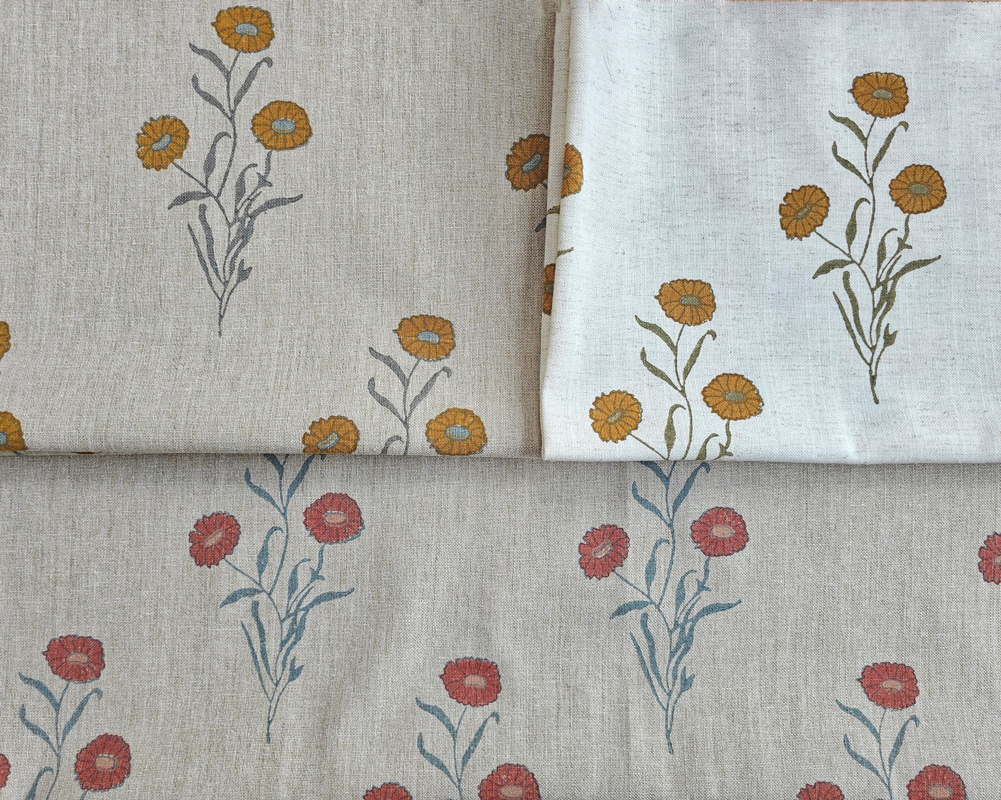 Marigold Fabric, Ochre &Green