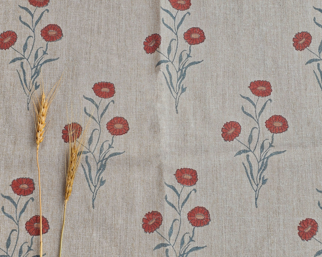 Marigold Fabric, Red& Blue