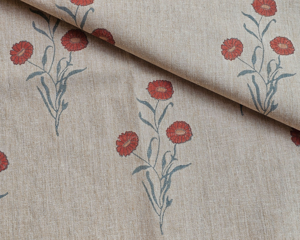 Marigold Fabric, Red& Blue