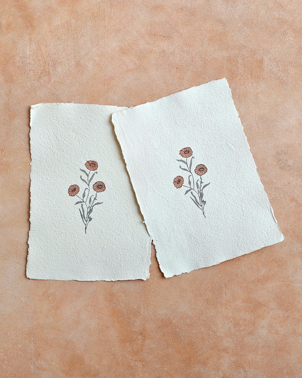 Marigold Art Print On Handmade Cotton Paper (Width: 12" Height : 16.5")