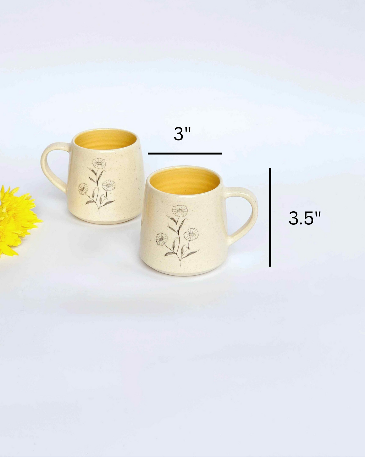 Marigold Coffee Mugs, Mustard ( Set of 2)