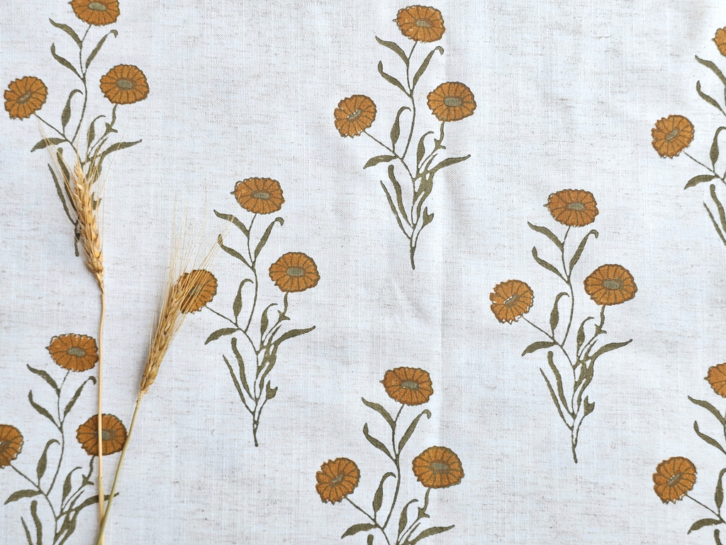 Marigold Fabric, Ochre &Green