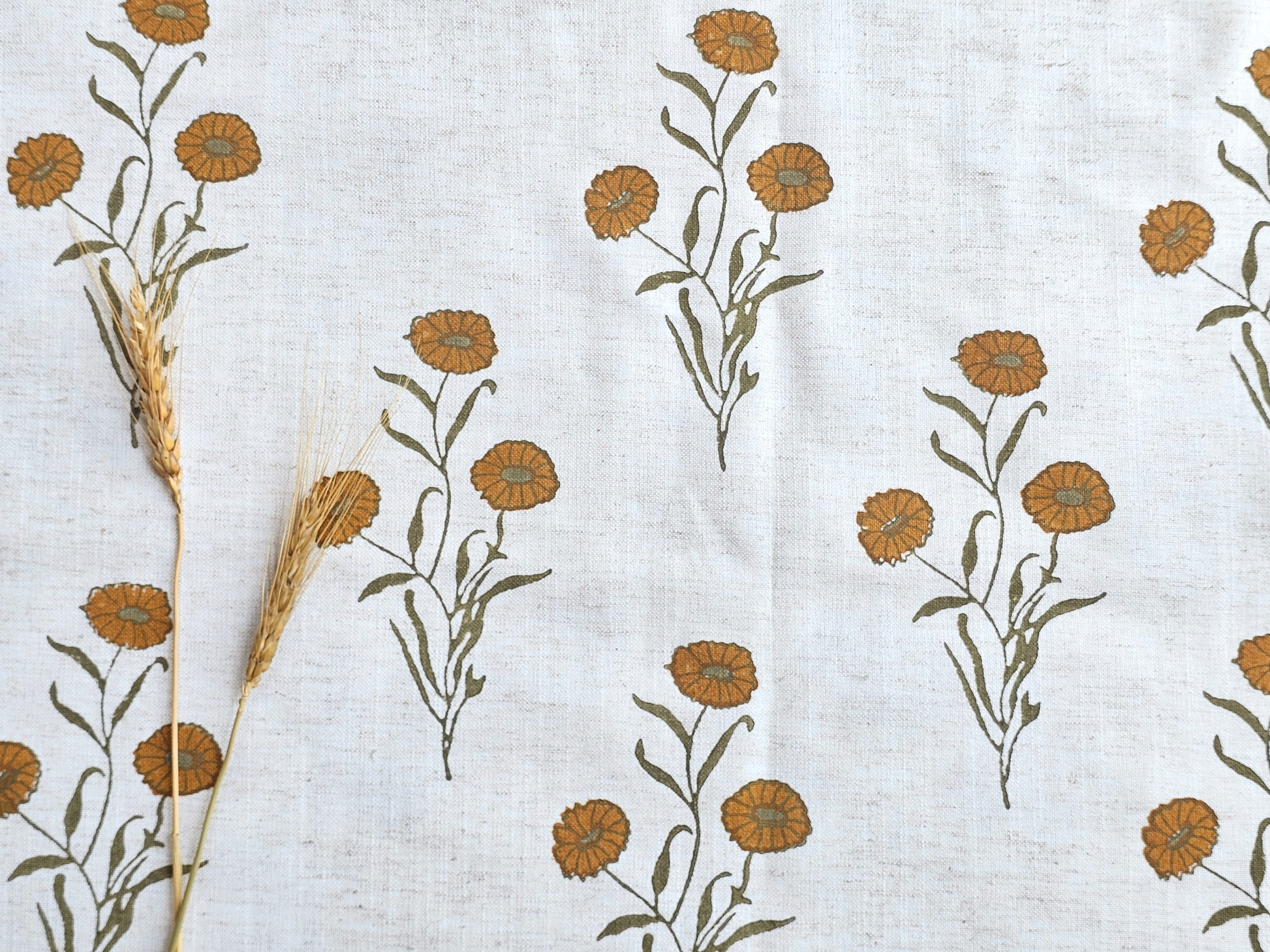 Marigold Fabric, Ochre &Green