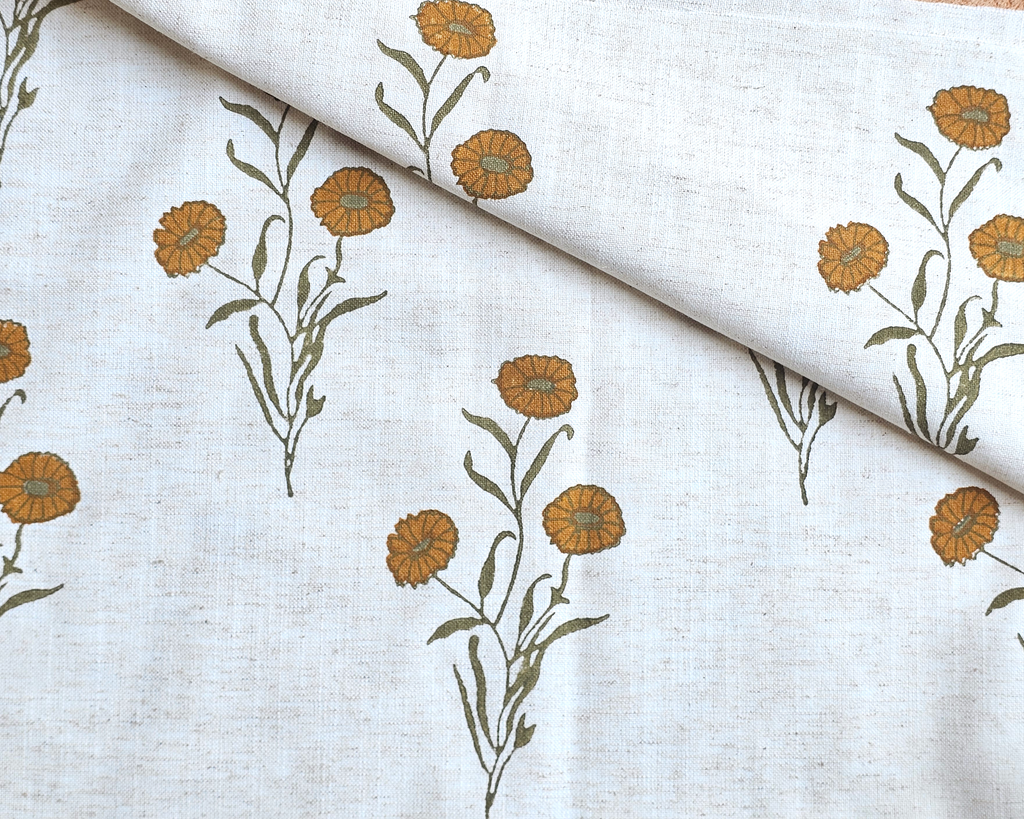 Marigold Fabric, Ochre &Green
