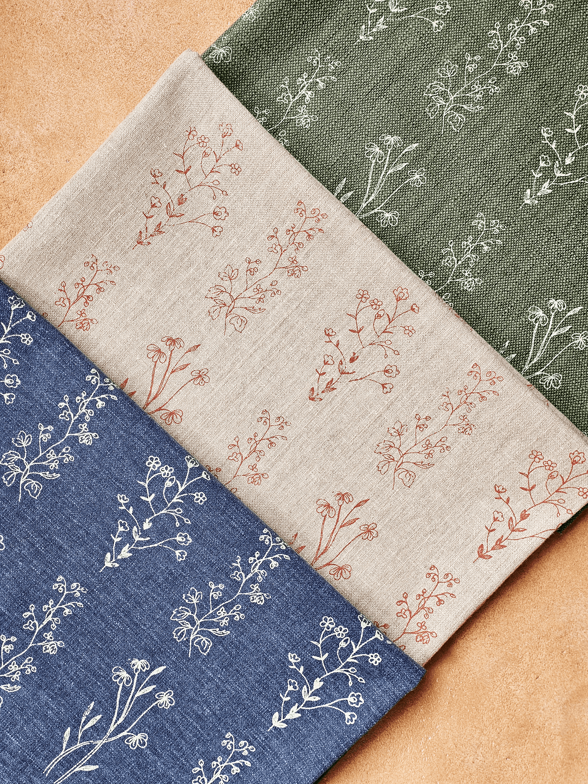 English Meadow Fabric,  White