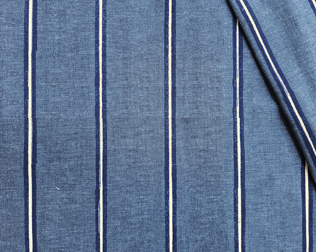 Pinstripe Fabric,White & Navy Blue