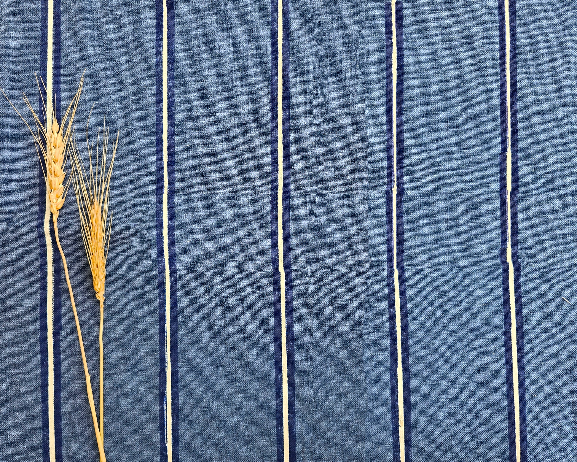 Pinstripe Fabric,White & Navy Blue