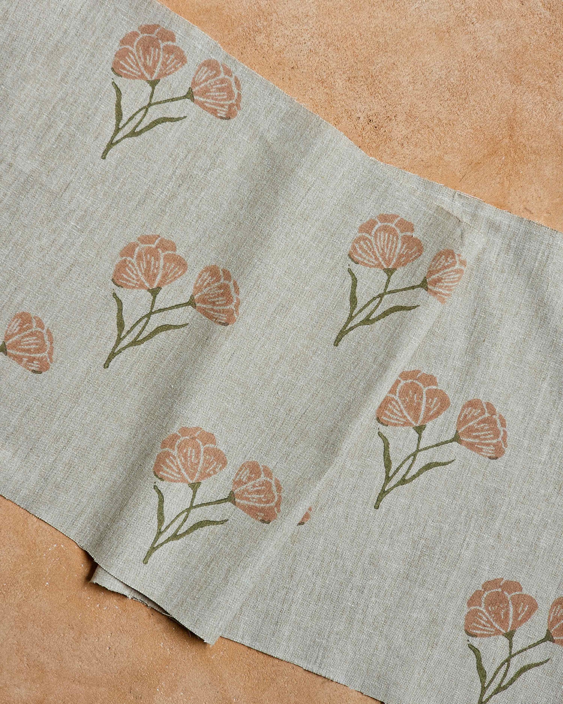 Poppy Fabric, Pink & Sage Green