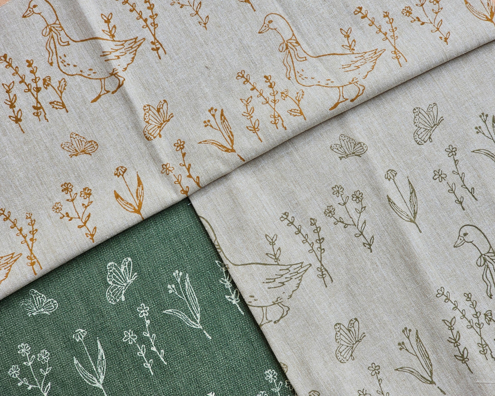 Sunny Duck Fabric, White