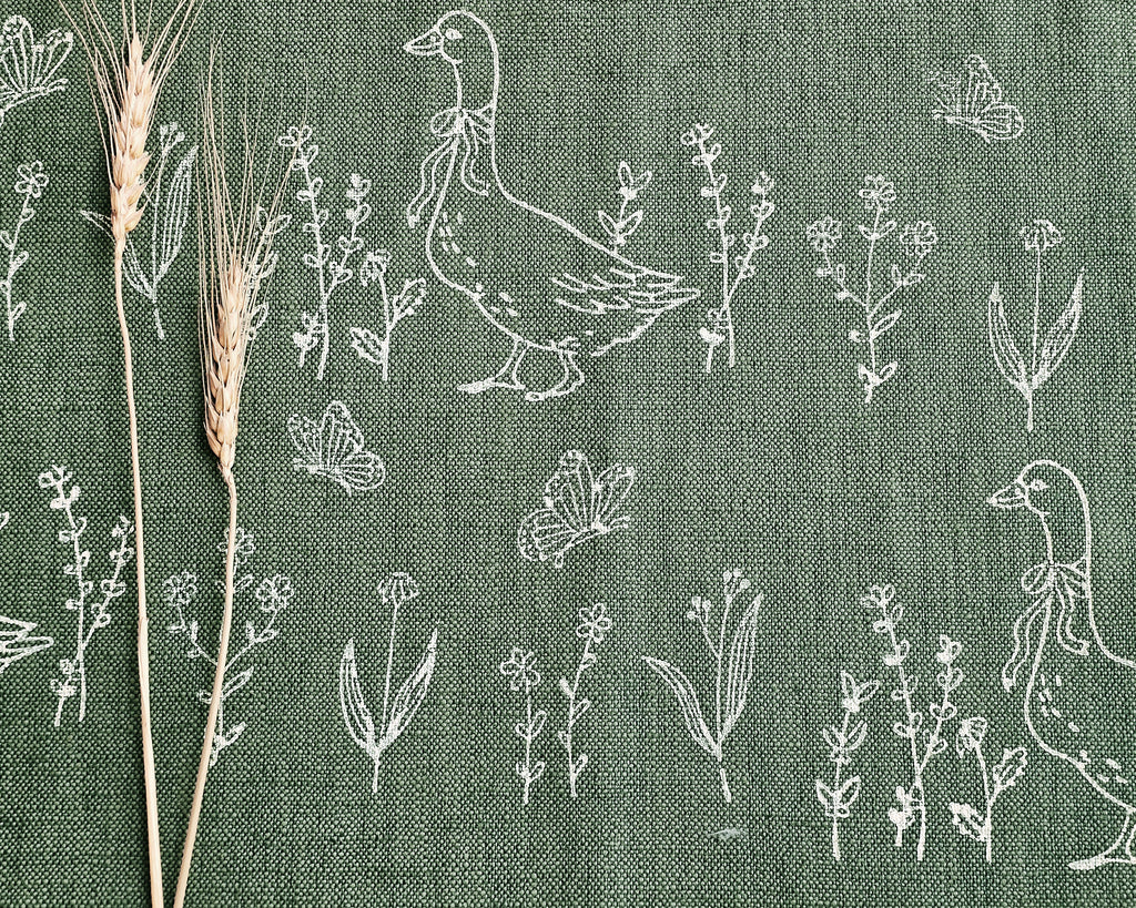 Sunny Duck Fabric, White