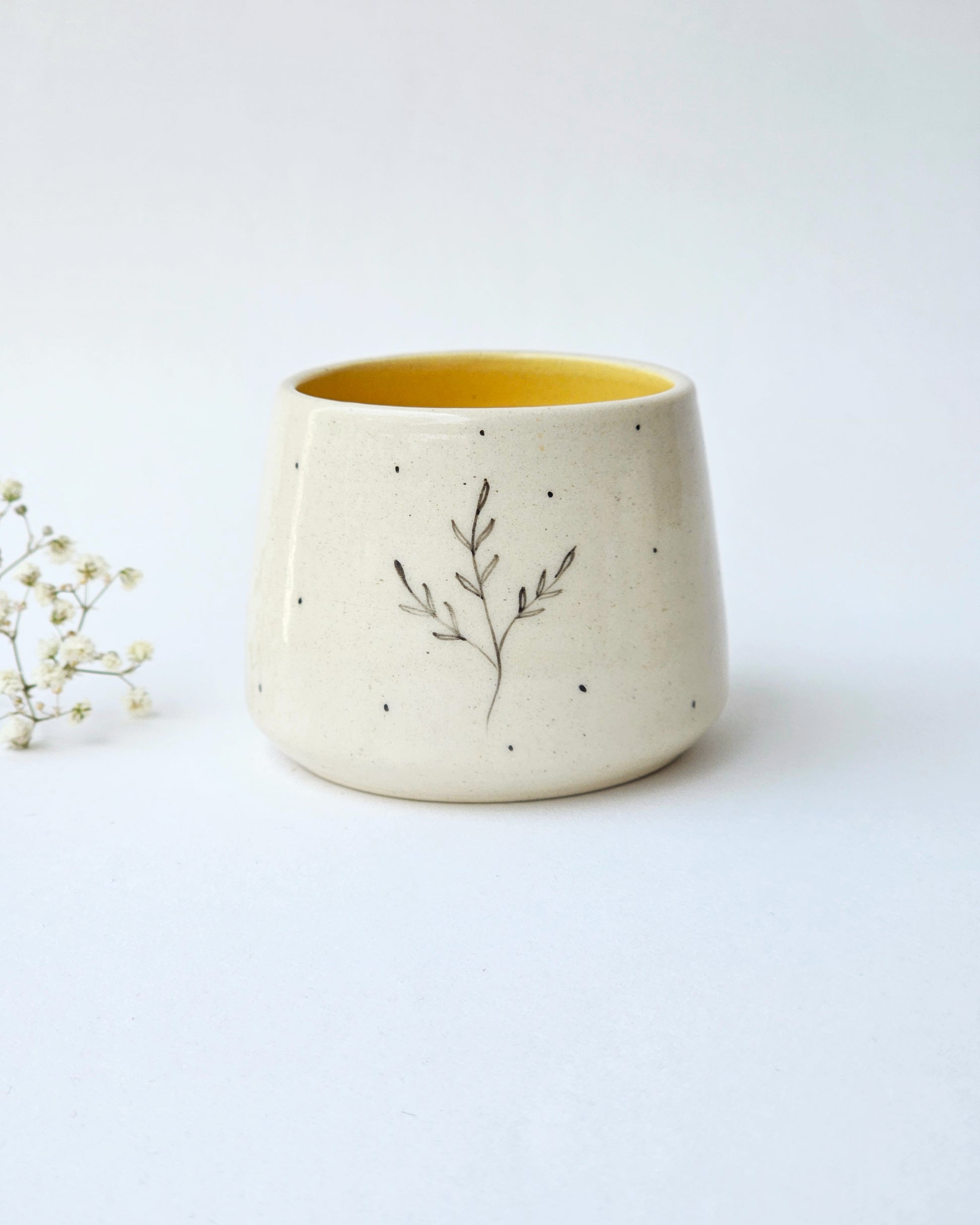 Thyme Shortmugs, Mustard (Set of 2 )