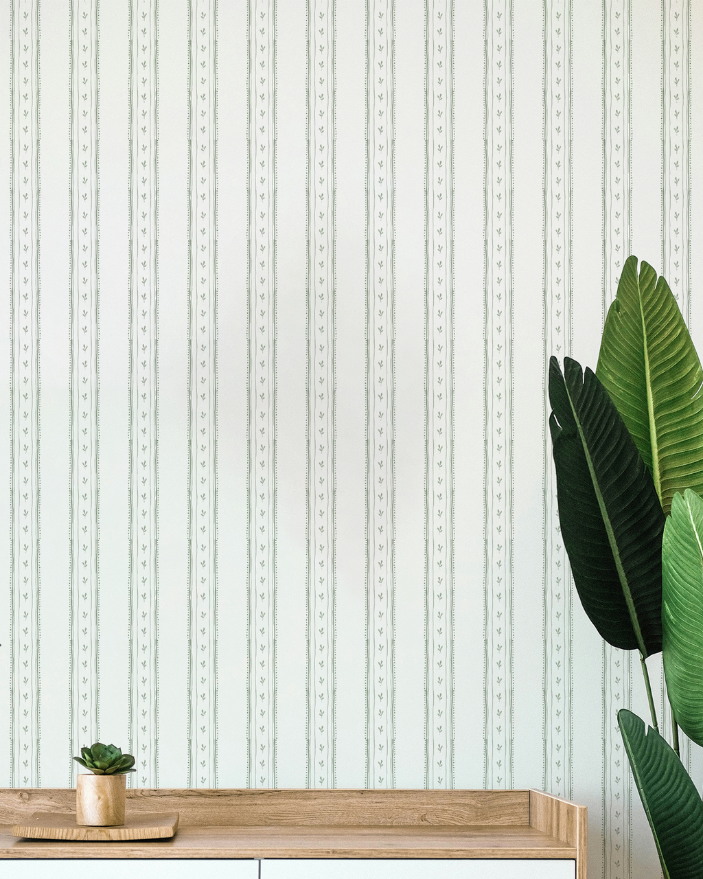 Vera Stripe Wallpaper, Sage