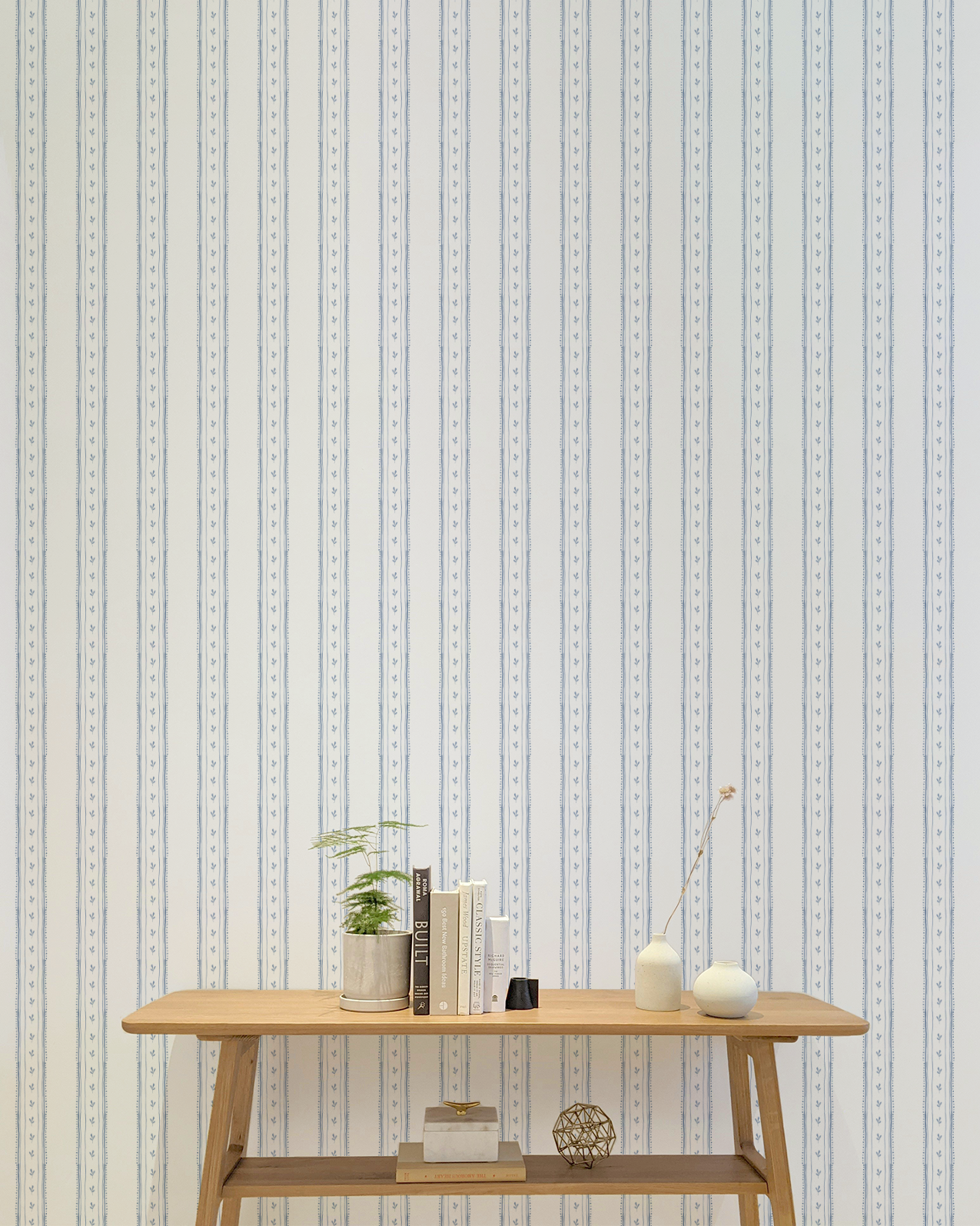 Vera Stripe Wallpaper, Blue