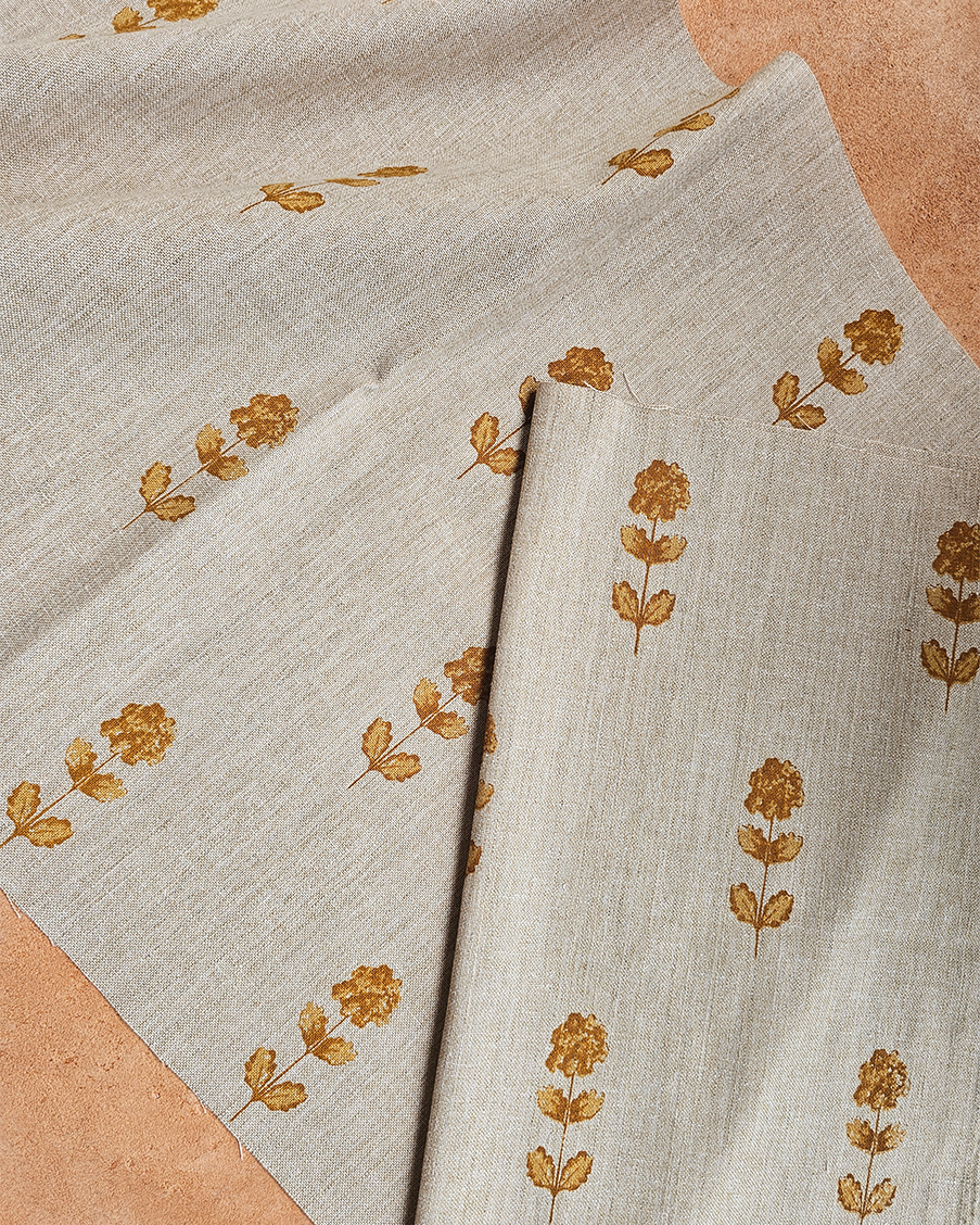 French Flora Fabric,Ochre