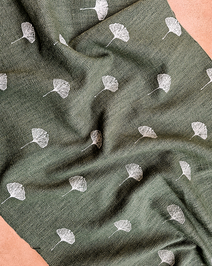 Gingko Fabric, White
