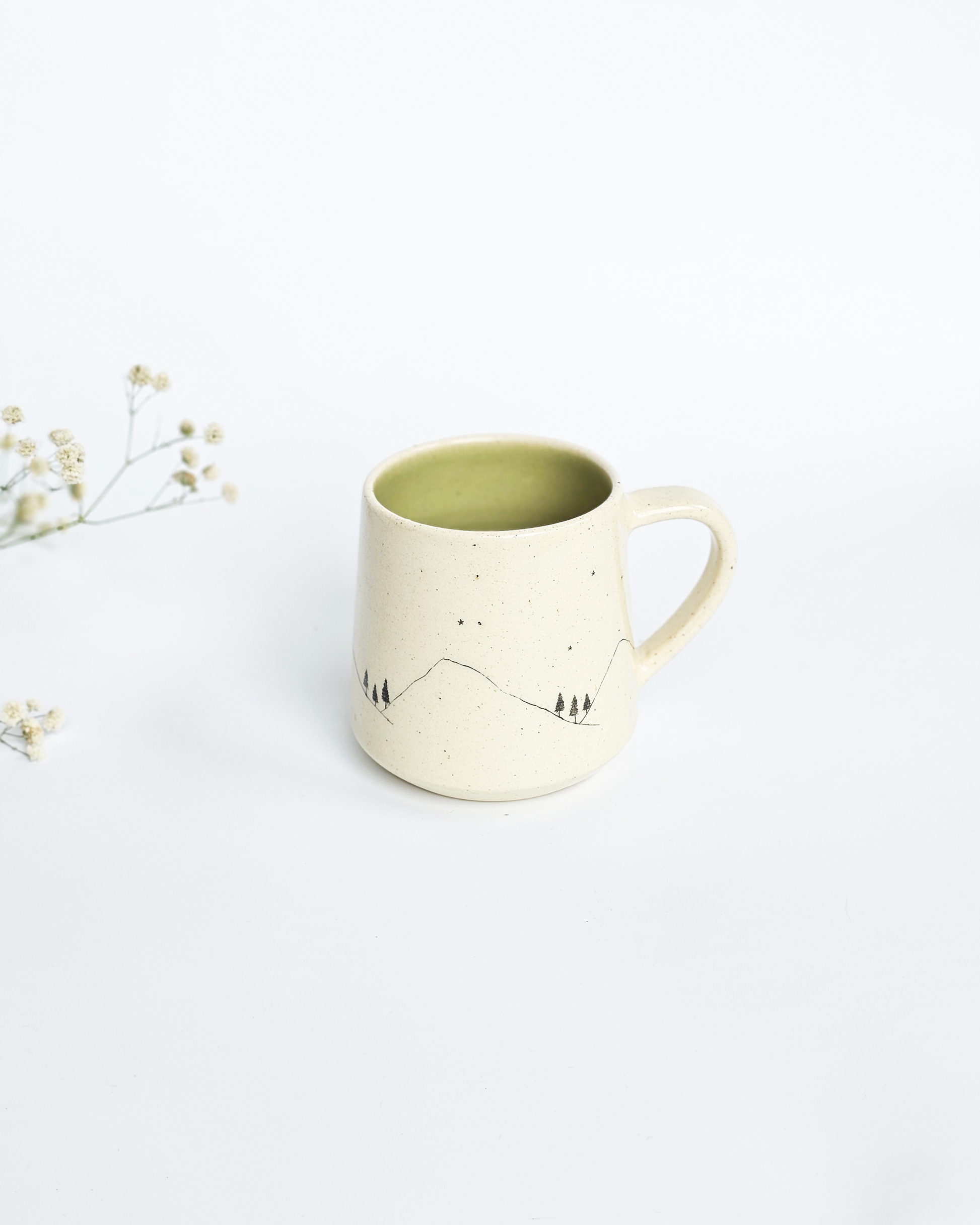 Hills Coffee Mugs, Olive ( Set of 2)