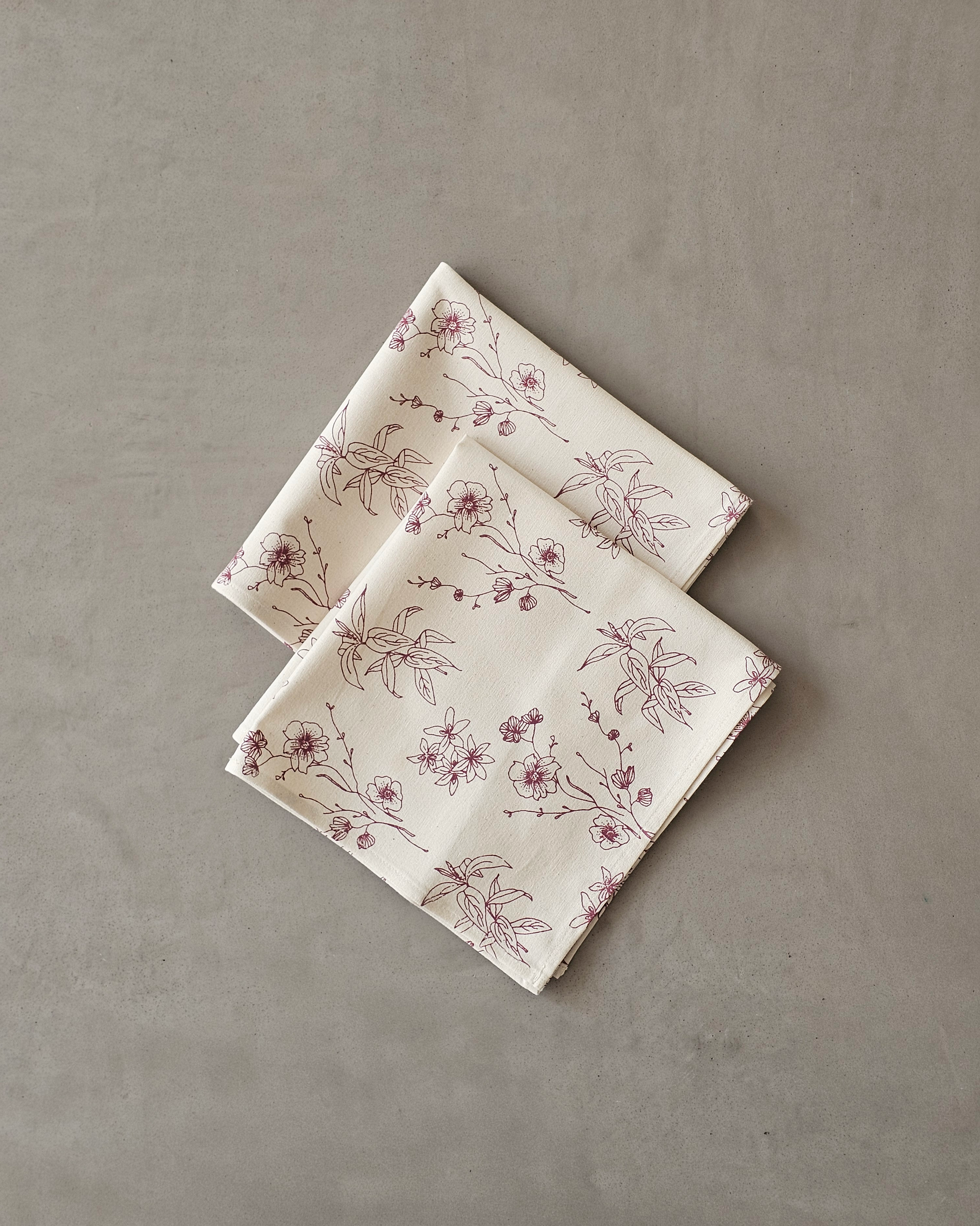 Wildflower Napkins, Maroon( Set of 2)