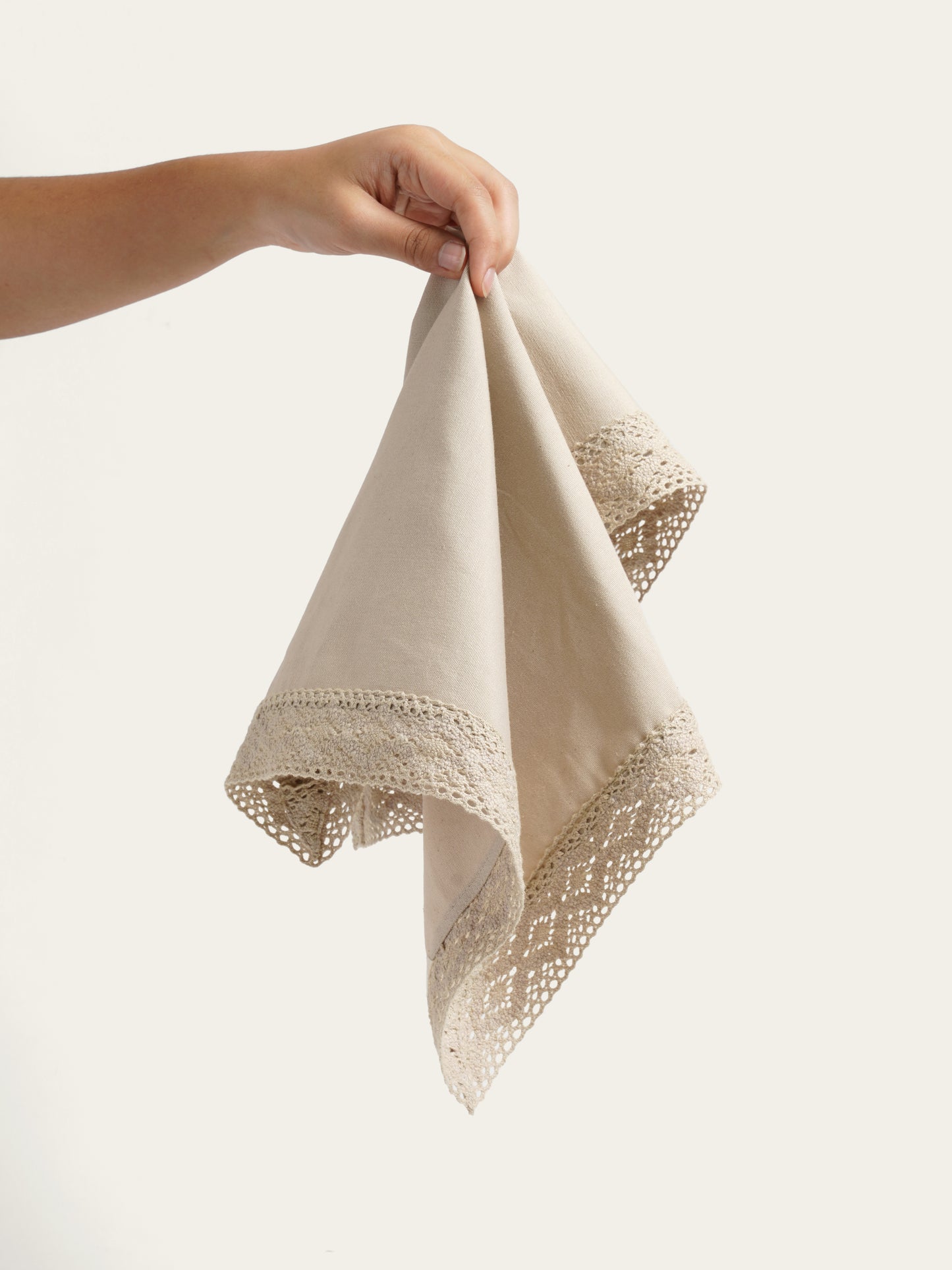 Lace Border Napkins, Beige ( Set of 4 )