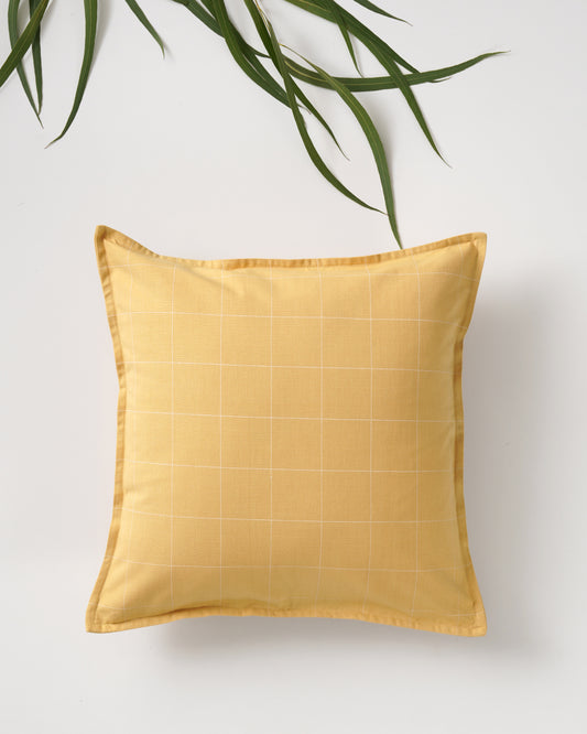 Checkered Cushion Cover, Yellow (16” X 16”)