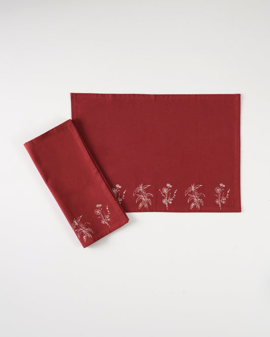 Wildflower Tablemats, Crimson Red ( Set of 2 )