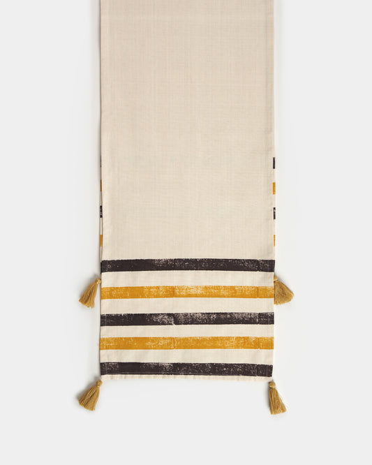Stripe Table Runner, Mustard And Brown