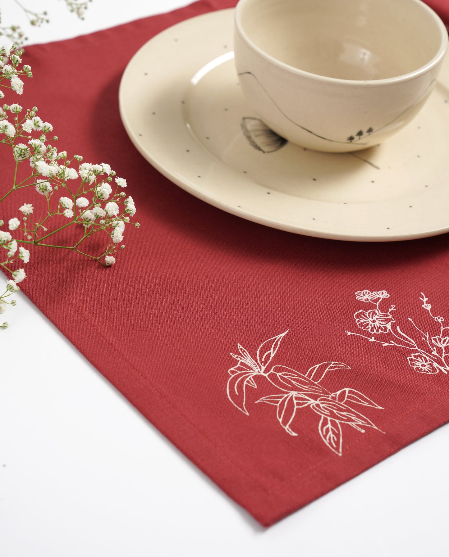 Wildflower Tablemats, Crimson Red ( Set of 2 )