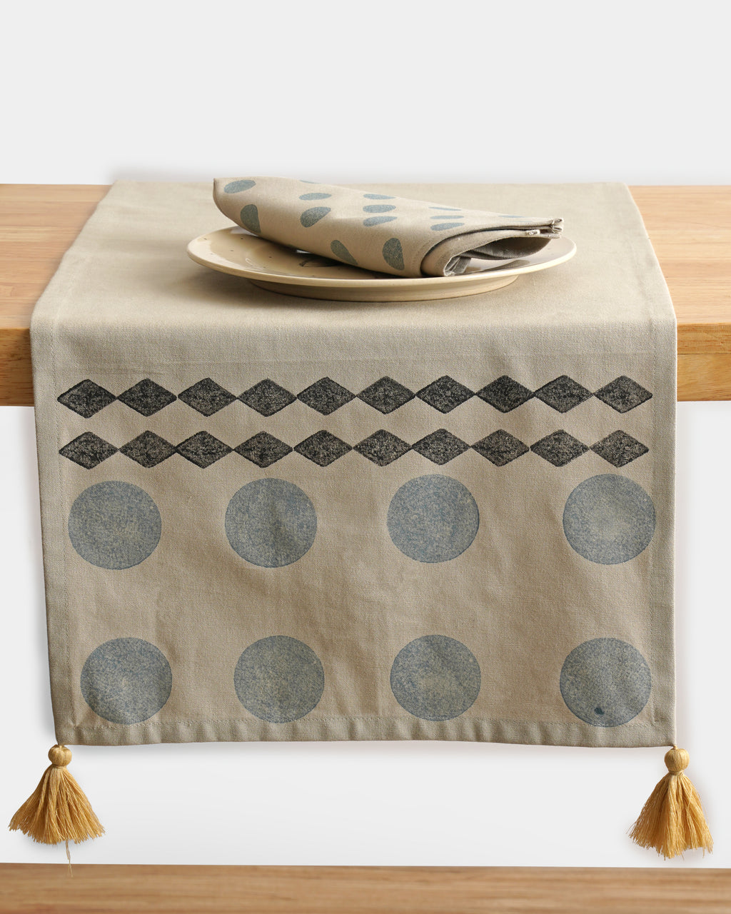 Polka Diamond Table Runner, Blue