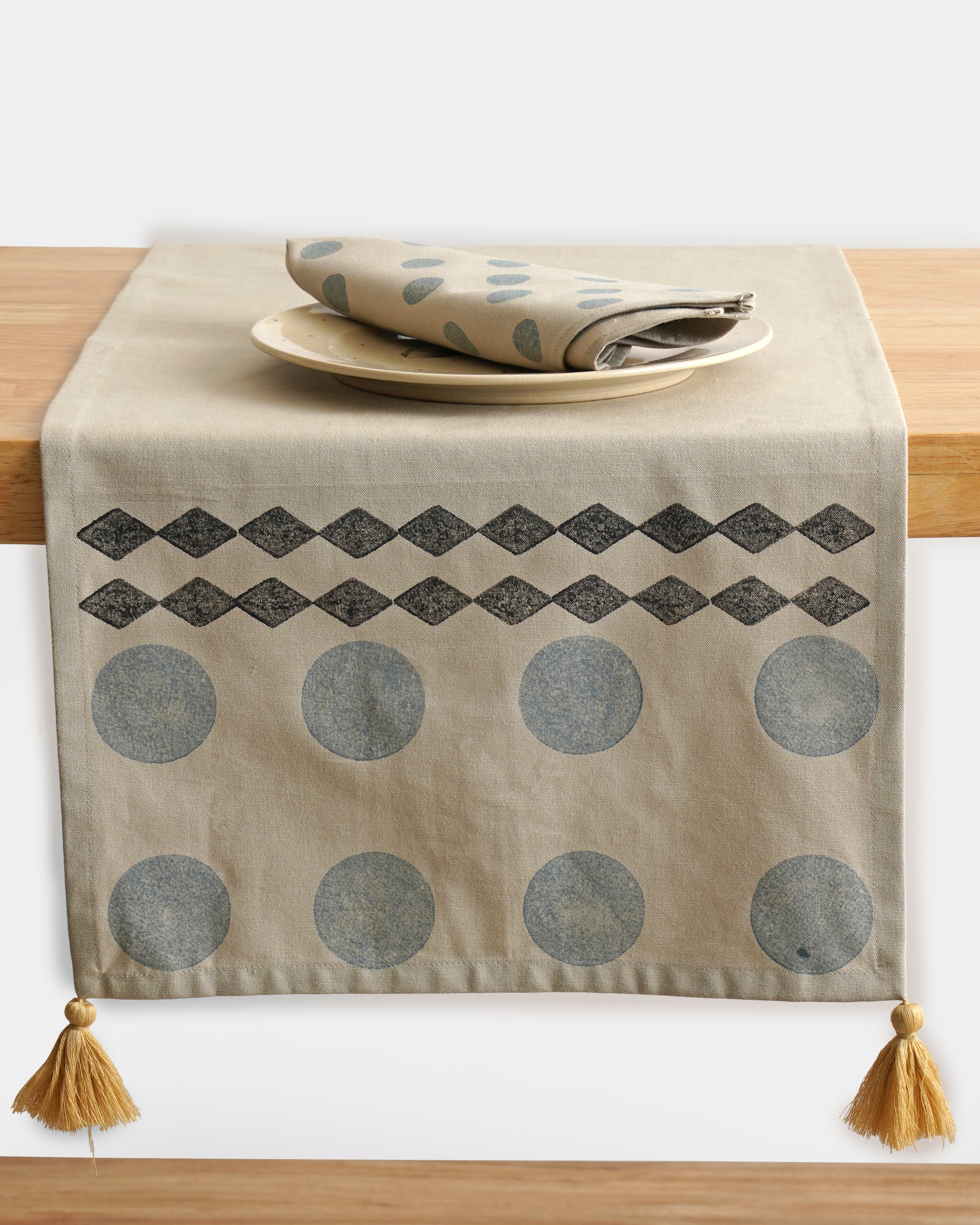 Polka Diamond Table Runner, Blue