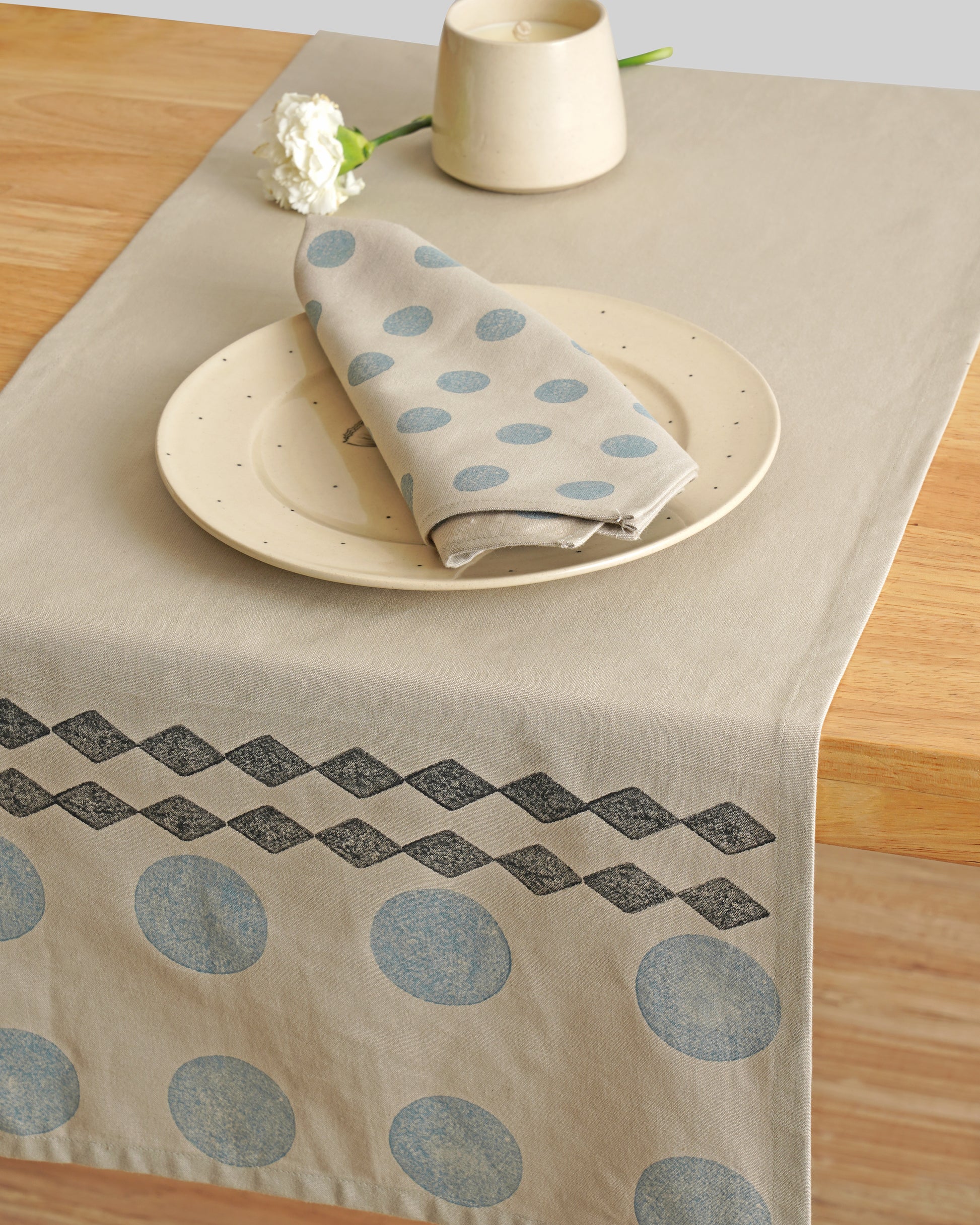 Polka Diamond Table Runner, Blue