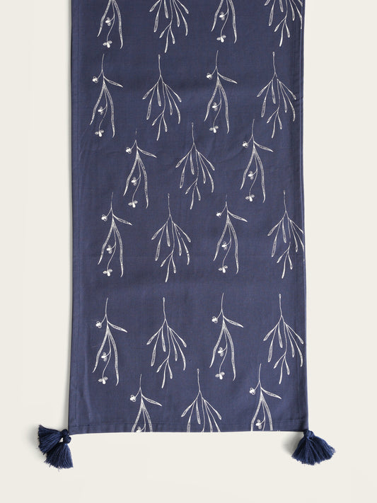 Garden Lily Table Runner, Navy Blue