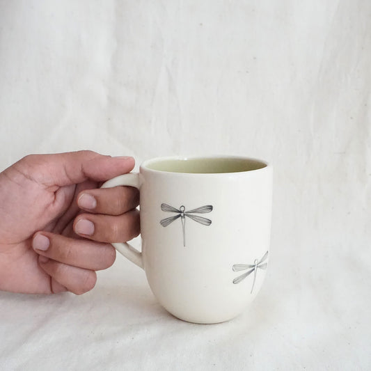 Dragonfly Coffee Mugs ,Olive Green (Set of 2)
