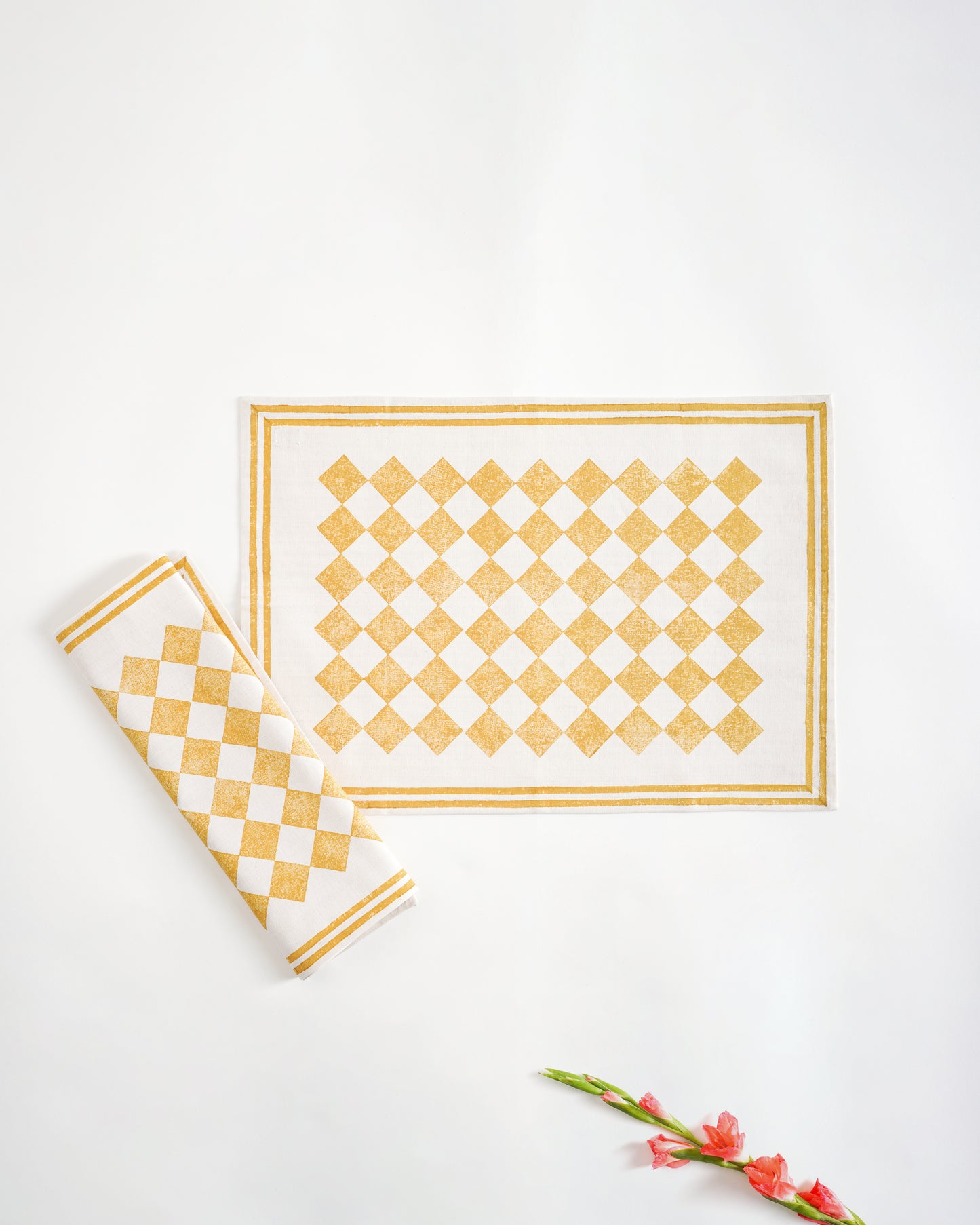 Chessboard Tablemats ,Corn Yellow ( Set of 2 )