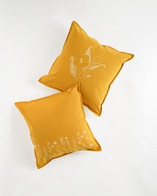 Wildflower Cushion Cover, Yellow (18" X 18")